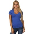 thumbnail image 1 of Plus Size Low-Cut Cleavage Wide Band V-Neck T-Shirt Short Sleeve Tee Top, 1 of 1