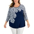 thumbnail image 1 of Plus Size Lucia Paisley 3/4-Sleeve Top Intrepid Combo 0X, 1 of 1