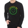 thumbnail image 1 of Plus Size Lucky Me Ring Spun Cotton Premium Long Sleeve Graphic Shirt - Black 3XL, 1 of 4
