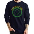 thumbnail image 1 of Plus Size Lucky Me Ring Spun Cotton Premium Long Sleeve Graphic Shirt - Navy XL, 1 of 4