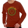 thumbnail image 1 of Plus Size Lucky Me Ring Spun Cotton Premium Long Sleeve Graphic Shirt - Paprika 2XL, 1 of 4