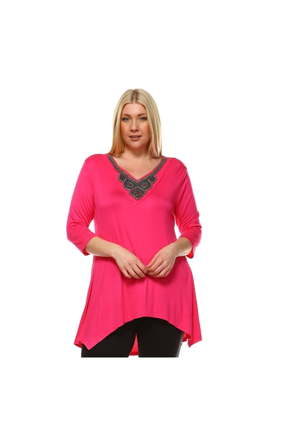 Plus Size Luna Tunic Top - Fuchsia