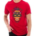 thumbnail image 1 of Plus Size Madi Gras Festive Skull Graphic Design Unisex Lane Seven Ring Spun Combed Cotton Short Sleeve Deluxe Jersey T-Shirt - Red 3XL, 1 of 4