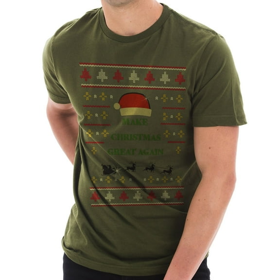Plus Size Make Christmas Great Again Cotton Short Sleeve Graphic Shirt - Army Green XL
