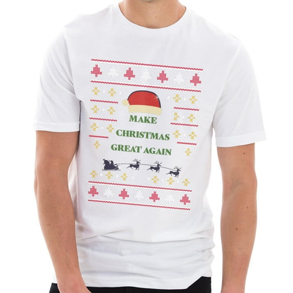 Plus Size Make Christmas Great Again Cotton Short Sleeve Graphic Shirt - White 2XL