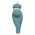 thumbnail image 1 of Plus Size Maternity Dress Ribbed Knit Suspender Top Pencil Skirt Set for Pregnant Women Comfortable Stretchy Outfit, 1 of 2