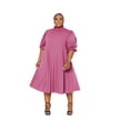 thumbnail image 1 of Plus Size Maxi Dress for Women Casual Pleated Dress Summer Short Sleeve Flowy Swing Dress Loose Beach Dresses Pink 5XL, 1 of 5
