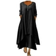 thumbnail image 1 of Plus Size Maxi Long Dress for Women's Kaftan Cotton Long Sleeve Casual Loose Linen Maxi Dress Button Neckline Shirt Dress, 1 of 5