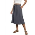 thumbnail image 1 of Plus Size Maxi Skirt Flowy Midi Skirt Womens Drawstring Elastic High Waist A-Line Beach Vacation Skirt with Pockets Gray S, 1 of 6