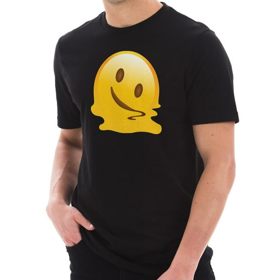 Plus Size Melting Face Graphic Design Ring Spun Combed Cotton Short Sleeve Deluxe Jersey T-Shirt - Black 2XL