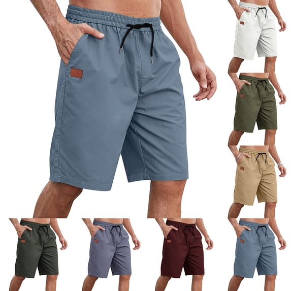 Plus Size Men Casual Cotton Sport Drawstring Shorts, Joggers, Trousers, Elastic Waist Quick Dry Lightweight, for Gym Workout Running Daily Wear, Summer Essentials | JASKFLY,Light Blue 3XL