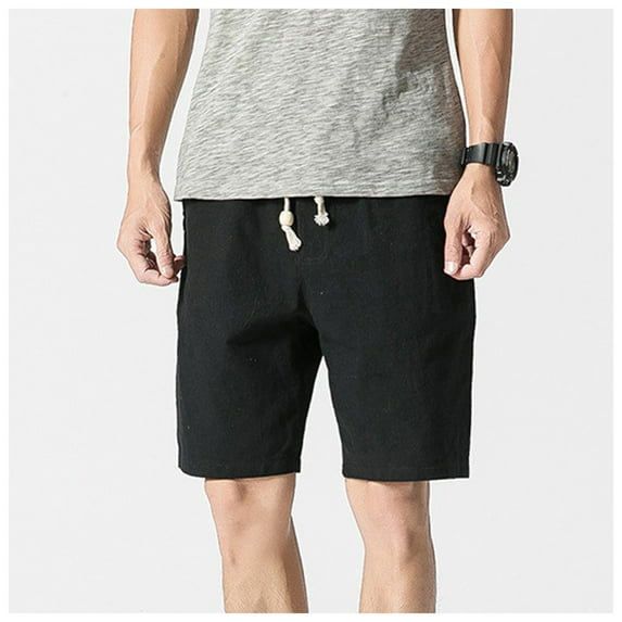 Plus Size Men Linen Shorts,Men's Linen Cotton Shorts Casual Elastic Waist Drawstring,Quick Dry Lightweight Summer Beach Shorts,Mens Linen Shorts Drawstring