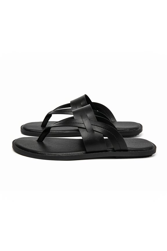 Plus Size Men'S Fashion Cross-Strap Toe-Post Flip-Flops, Microfiber Upper And Lining Skin-Friendly Breathable Soft Comfortable Midsole Microfiber And Rebound Cushion Washable Non-Slip Rubber Sole