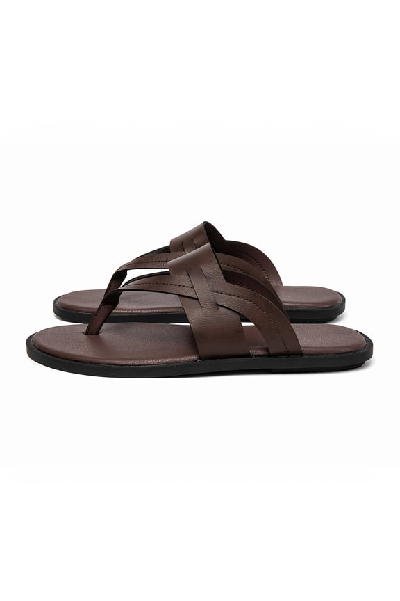 Plus Size Men'S Fashion Cross-Strap Toe-Post Flip-Flops, Microfiber Upper And Lining Skin-Friendly Breathable Soft Comfortable Midsole Microfiber And Rebound Cushion Washable Non-Slip Rubber Sole