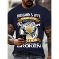 thumbnail image 1 of Plus Size Men'S HUSBAND & WIFE Heart To Heart Graphic Print T-shirt For Summer, Stylish Novelty Short Sleeve Tees For Males, Street Style Tops, 1 of 6
