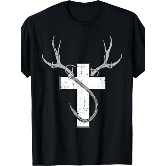 Plus Size Men'S Pure Cotton Short Sleeve T-shirt - Retro Style Christian Hunting and Fishing T-shirt, Religious Faith Style, Outdoor T-shirt -100% Pure Cotton Regular Edition Short Sleeve, Breathab