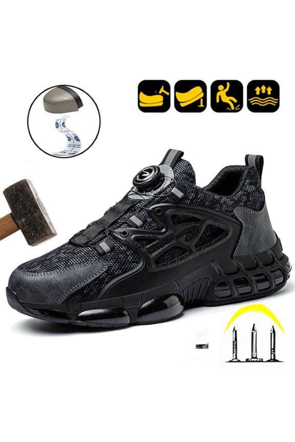 Plus Size Men Safety Shoes Steel Toe Cap Rotating Buckle Breathable Work Boots