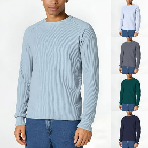 Plus Size Men Shirt Long Sleeve Crew Neck Solid Color Big&Tall Blouses Shirts Casual Loose Outdoor Sport Leisure Underwear M-3XL