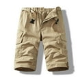 thumbnail image 1 of Plus Size Men Stretch Cargo Shorts Casual Drawstring Classic Summer Work Short Pants with Multi Pockets Straight-Leg Five Quarter Shorts, M-5XL, 1 of 4