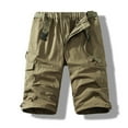 thumbnail image 1 of Plus Size Men Stretch Cargo Shorts Casual Drawstring Classic Summer Work Short Pants with Multi Pockets Straight-Leg Five Quarter Shorts, M-5XL, 1 of 4