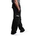 thumbnail image 1 of Plus Size Men Wide Leg Cargo Sweatpants Loose Baggy Open Bottom Design Multi Functional Side Pockets Daily Pants Black XL, 1 of 4