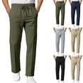 thumbnail image 1 of Plus Size Men's Athletic Pants Straight Leg Solid Color Casual Joggers Trousers, Nylon Spandex Elastic Waist Drawstring, Quick Dry Breathable Lightweight, Gym Workout Running, 1 of 5