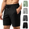 thumbnail image 1 of Plus Size Men's Athletic Sports Shorts, 80% Nylon 20% Spandex Joggers, Elastic Waist Drawstring Straight Leg Quick Dry Breathable Stretchy for Gym Workout Running Casual Daily, 1 of 6