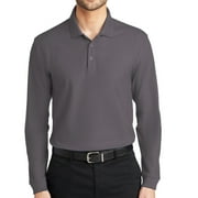 Plus Size Men's Big Size Port Authority Long Sleeve Core Classic Pique Polo T-Shirt - Graphite 3XL