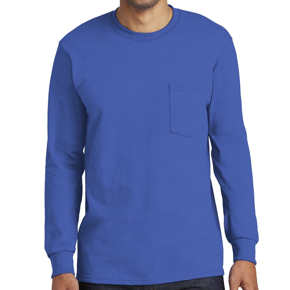 Plus Size Men's Big Size Port & Company Tall Long Sleeve Pocket TShirt