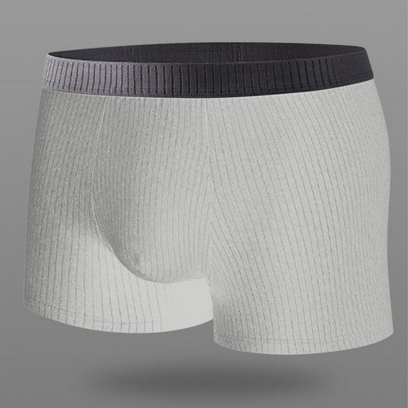 Plus Size Men's Boxer Briefs 2XL - Gray Polyester, Comfortable, Durable, Quick-Drying, Ribbed Elastic Waistband