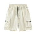 thumbnail image 1 of Plus Size Men's Cargo Work Shorts Solid Color Casual Outdoor Pants with Multi Pockets Five Quarter Pants with Elastic Waist and Stripes Drawstring, M-5XL, 1 of 7