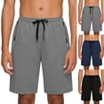 thumbnail image 1 of Plus Size Men's Casual Drawstring Elastic Waist Shorts with Pockets, Polyester, Quick Dry Breathable Lightweight, for Gym Workout Running Beach Hiking, Summer Essentials | JASKFLY,Gray 5XL, 1 of 8