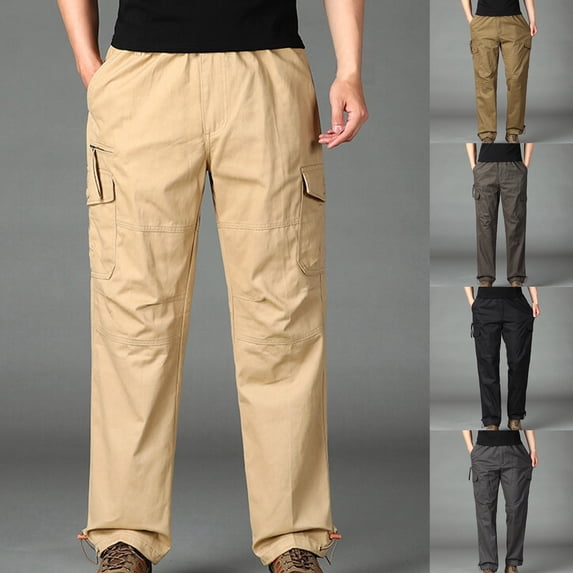 Plus Size Men's Casual Joggers Pants with Pockets, Elastic Waist Drawstring Straight Leg, Quick Dry Lightweight Nylon Spandex, Gym Workout Running Activewear | JASKFLY,Yellow 3XL