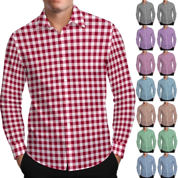 Plus Size Men's Casual Long Sleeve Button Down Plaid Shirt Tropical Beach Hawaii Party Top Woven Blouse Short Sleeve Lapel Summer Fishing Shirt Vacation Gift For Him | JASKFLY,Red 2XL