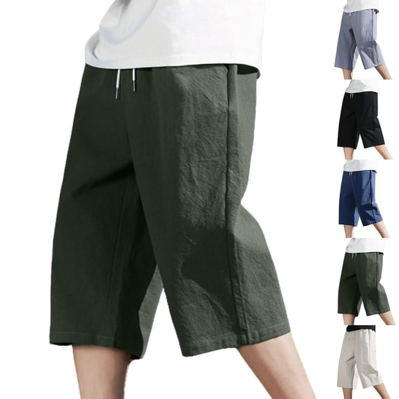 Plus Size Men's Cotton Casual Loose Straight Leg Shorts, Trousers, Joggers, Elastic Waist, Breathable, Lightweight, Drawstring, Summer Essentials, Daily Wear | JASKFLY,Dark Gray 2XL