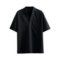 thumbnail image 1 of Plus Size Men's Cotton Linen Henley Shirt Short Sleeve Hippie Casual Beach T Shirts Fashion Tees Comfy V Neck Tops, 1 of 2