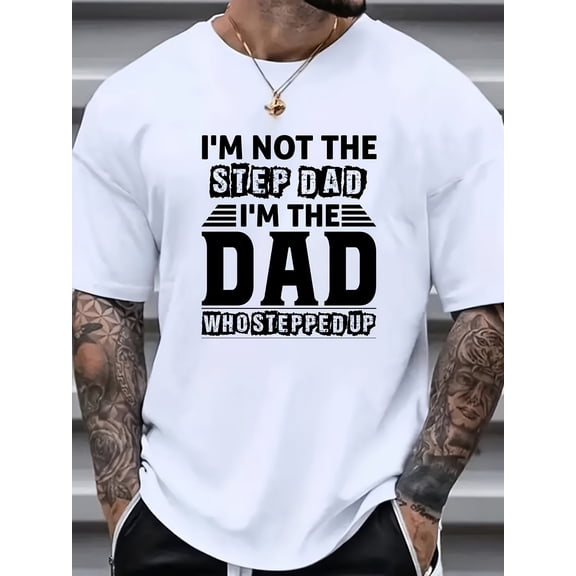 Plus Size Men's "DAD" Graphic Print T-shirt For Summer, Men's Clothing