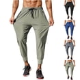 thumbnail image 1 of Plus Size Men's Ice Silk Running Joggers Trousers, Skinny Fit Elastic Drawstring Quick Dry Breathable Nylon, Gym Workout Outdoor Training Activewear | JASKFLY,Black 3XL, 1 of 8