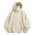 thumbnail image 1 of Plus Size Men's Lightweight Jackets Sun Protection Full Zip Long Sleeve Hooded Big & Tall Coat for Men Outwear Jackets with Pockets Beige 3XL, 1 of 6