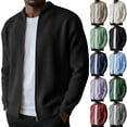 thumbnail image 1 of Plus Size Men's Lightweight Nylon Spandex Casual Jacket Full Zipper Long Sleeve Hoodless Cardigan Tops Breathable Outdoor Travel Work Outfits Essential Gift for Him | JASKFLY,Navy 3XL, 1 of 7