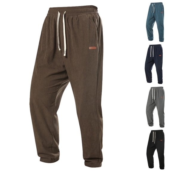 Plus Size Men's Loose Casual Pants, Cotton Spandex Joggers, Trousers, Sweatpants, Elastic Waist Drawstring Straight Leg, Breathable Stretchy, Gym Workout, Daily Wear, Activewear
