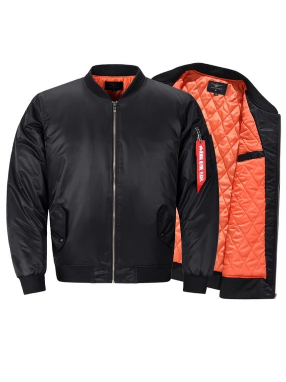 Plus-Size Men's MA-1 Pilot Jacket, Lightweight Full-Zip Casual Outerwear