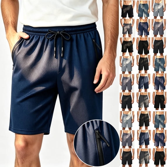 Plus Size Men's Mesh Gym Running Shorts, Ultra Breathable Sweat Wicking Elastic Drawstring Waist Dual Zipper Side Pockets Durable Stitching Outdoor Training Casual Pants | TruHer,Gray 5XL