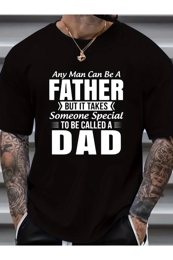 Plus Size Men's Short Sleeve T-shirt, CALLED A DAD Print Casual Comfy Breathable Summer Tee Tops