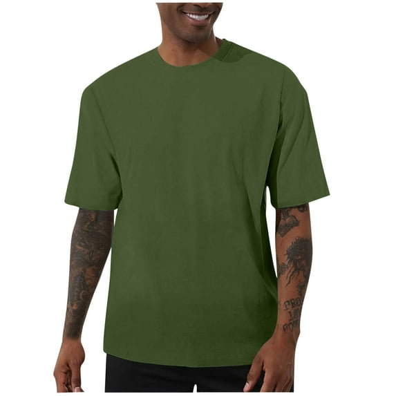 Plus Size Men's Short Sleeve Top In Solid Color with Elastic Loose Fit for Casual Sports and Everyday Wear