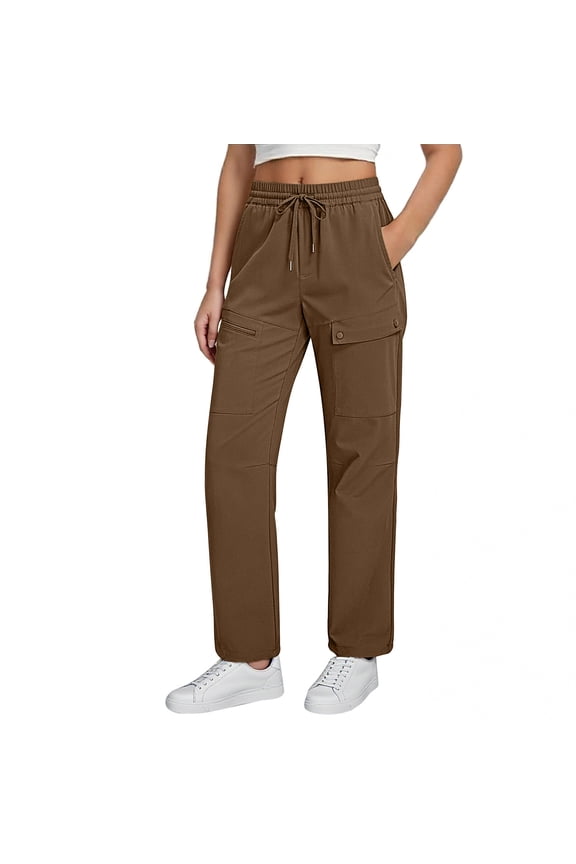 Plus Size Men's Solid Color Cargo Pants with Pockets, Casual Cotton Military Style Straight Leg Trousers, Multi-Pocket Outdoor Utility Pants for Travel Hiking Work, Lightweight