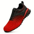 thumbnail image 1 of Plus Size Men's Trail Running Shoes - Lightweight Breathable Outdoor Sneakers for Hiking & Casual Wear, Red Fabric Upper with Rubber Sole, Low-Top Design, All-Season Comfort, Size 15, 1 of 9