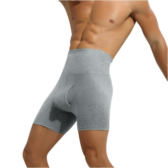 Plus Size Men's Underwear Boxer Briefs High Waist Anti-Chafing Moisture-Wicking Underwear Performance Stretch Cotton Long Leg Trunks