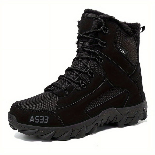 Plus Size Men's Warm Winter Snow Boots - Non-Slip, Lace-Up for Hiking & Outdoor Adventures