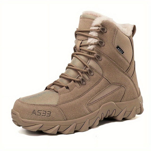 Plus Size Men's Warm Winter Snow Boots - Non-Slip, Lace-Up for Hiking & Outdoor Adventures